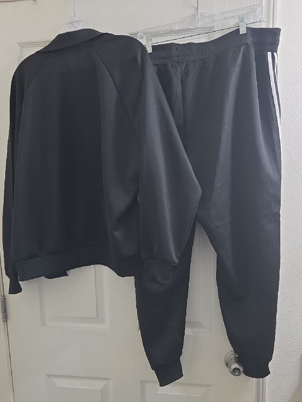 New Look Black Track Jacket Set with White Stripe Accents - Picture 7 of 8